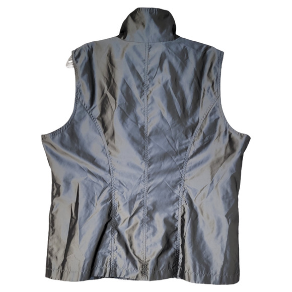 Chico's Zip-Up Ruched Vest Jacket Sleeveless Silver Gray Size Large - Picture 2 of 6